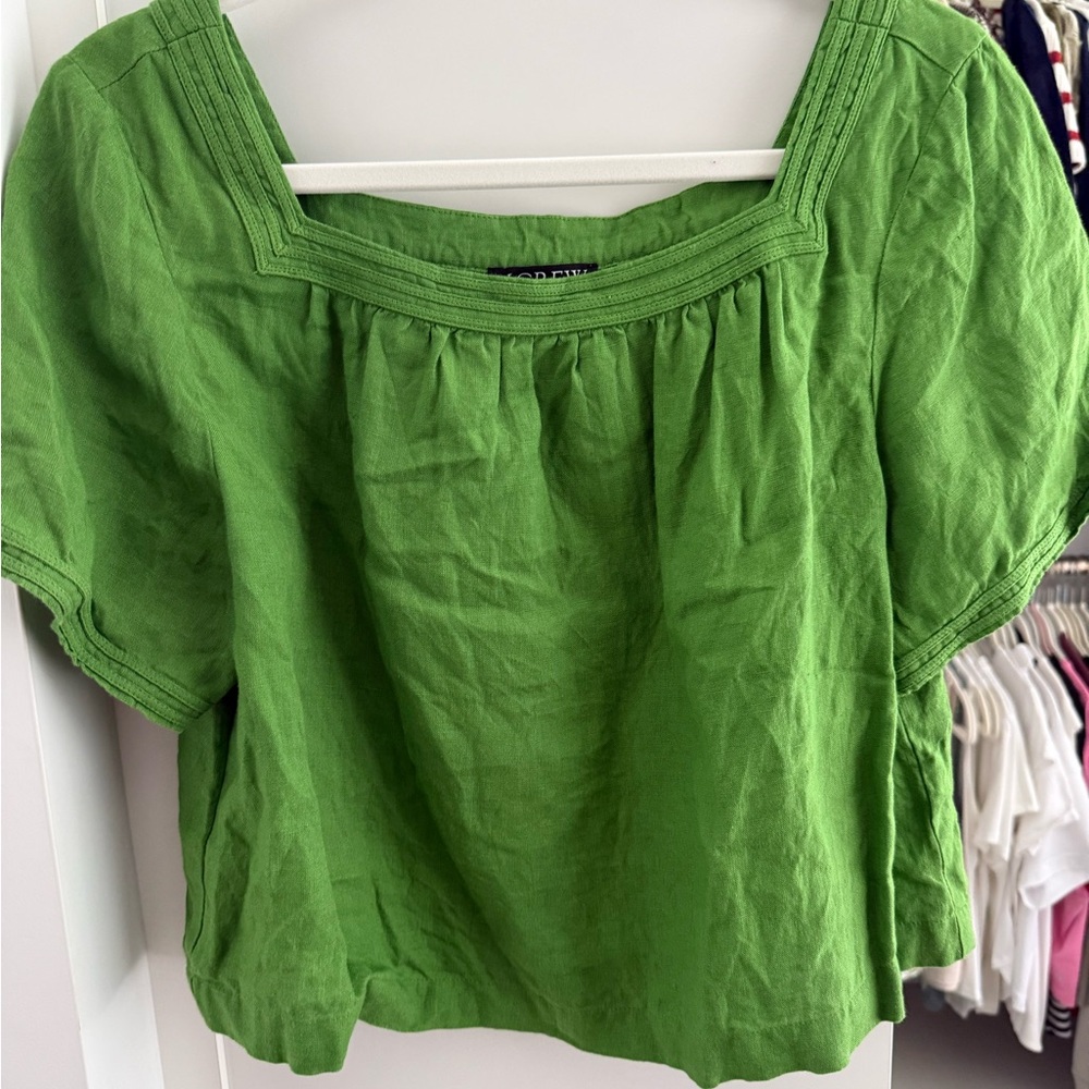 JCrew Linen Women's Square Neck Short Sleeve Top